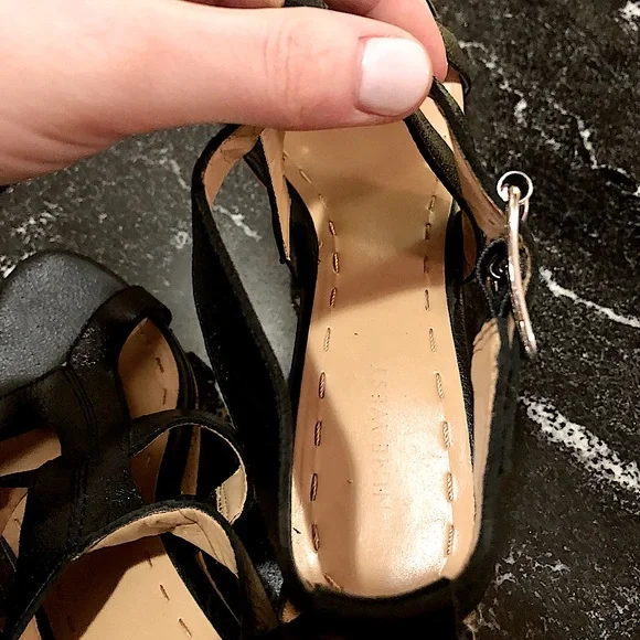 Nine West Black Strap Cork Wedge Sandals - Picture 6 of 10